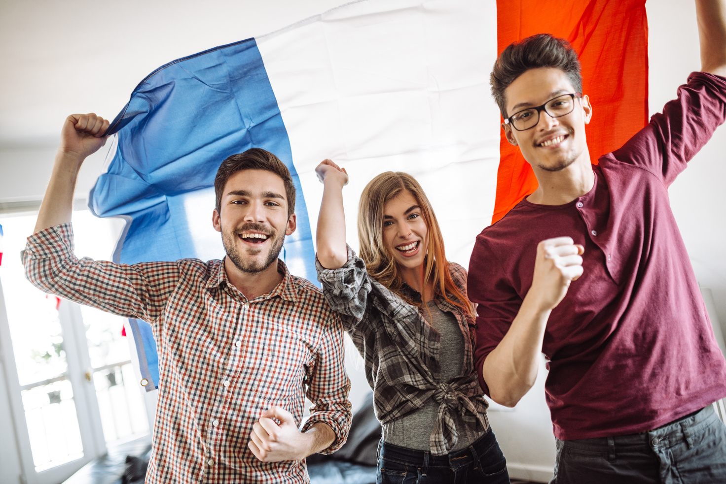 group of french supporter supporting the french team